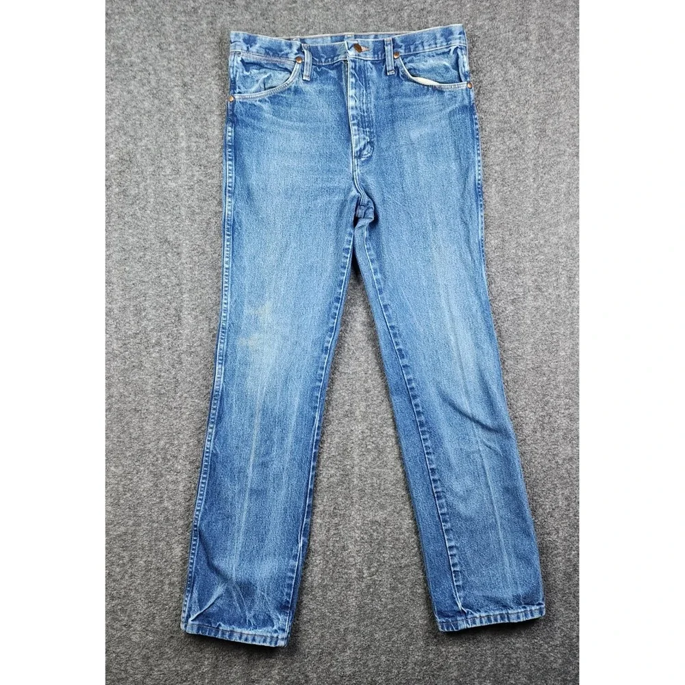 Wrangler 936PWD Cowboy Cut Jeans Mens 33x32 Blue‎ Slim Fit Straight Leg Denim